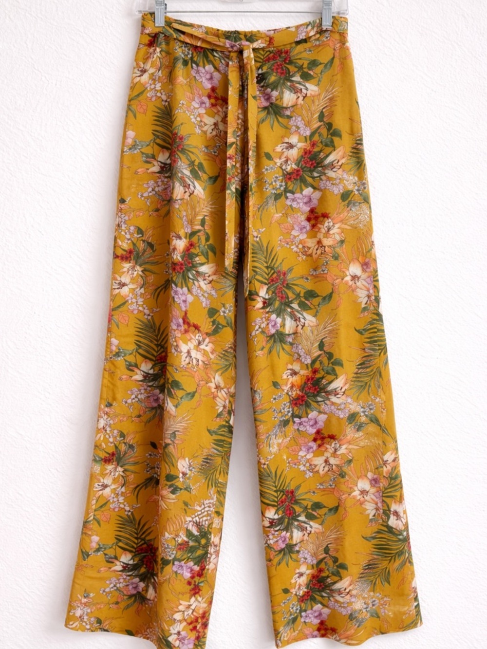 E&M Mustard Floral Wide Leg Pants – Size L